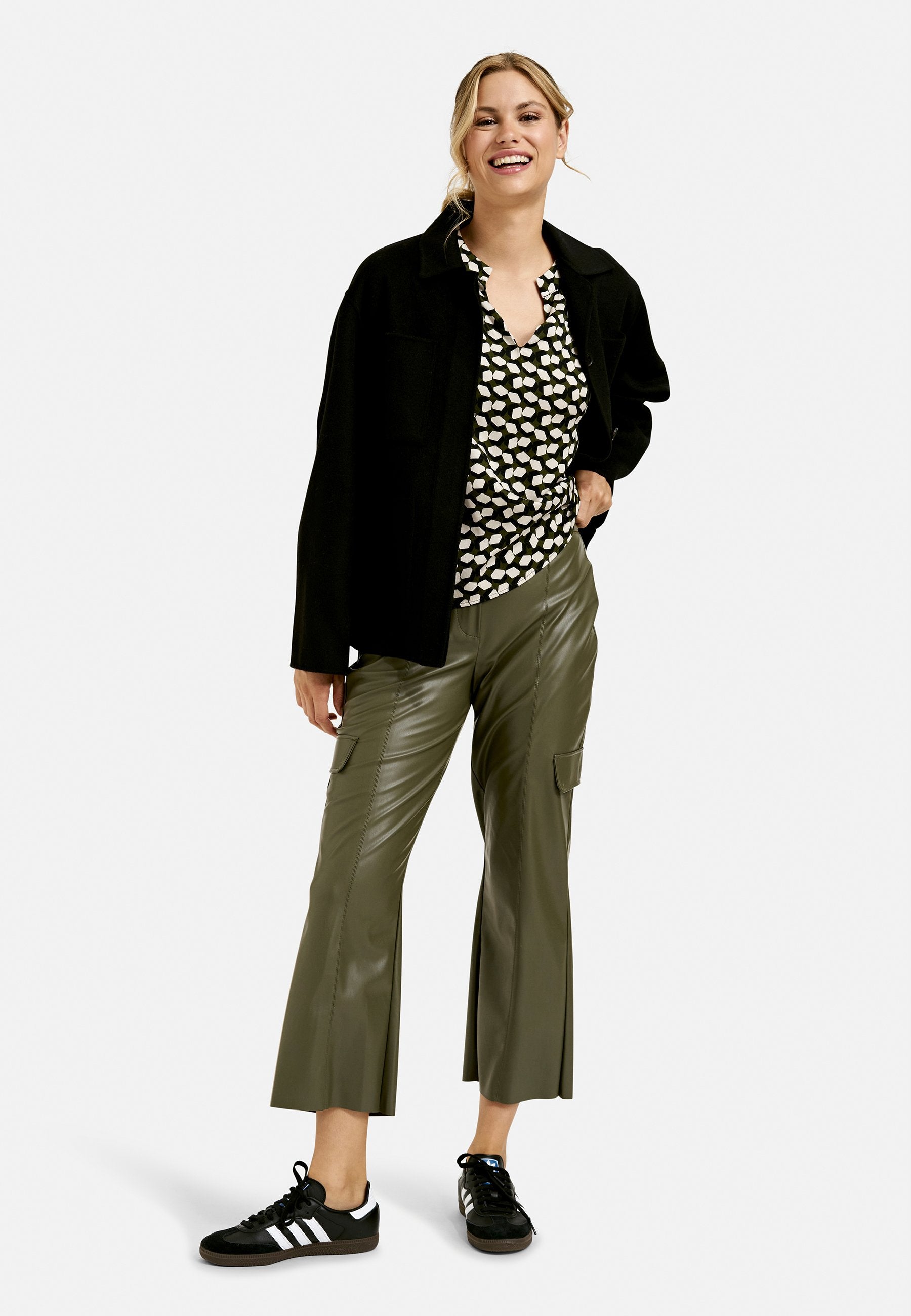 Leather Cargo Pants (Khaki)