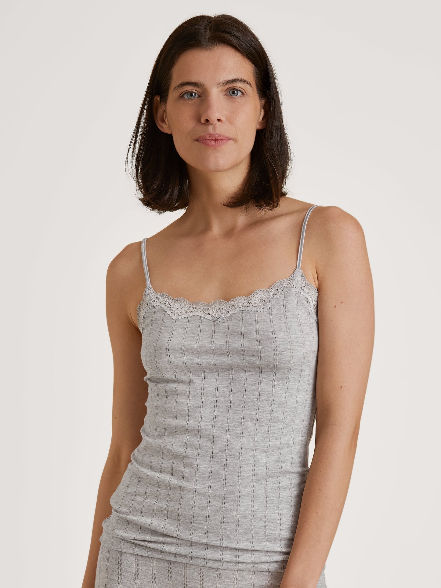 DAMEN Spaghetti-Top (Grey Melange)