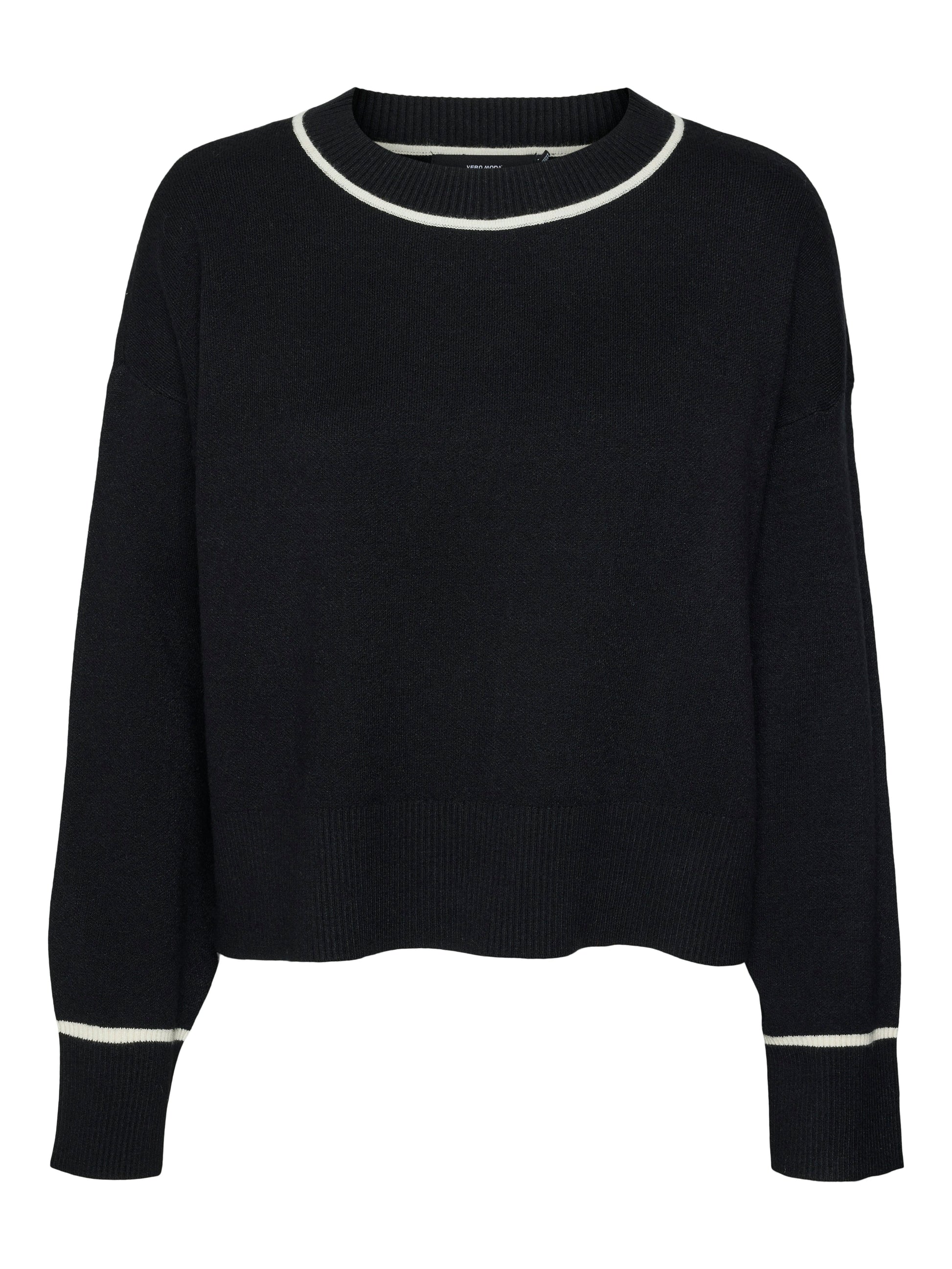 Vmsaba Ls O-neck Contrast Pullover Lcs (Black/w. B)