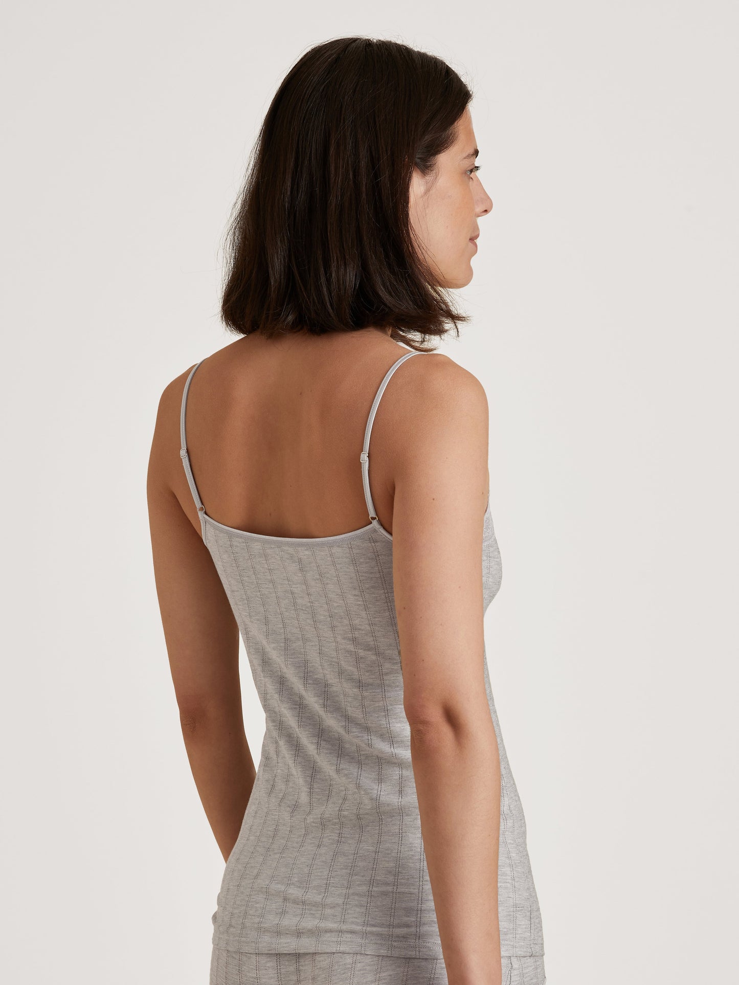 DAMEN Spaghetti-Top (Grey Melange)