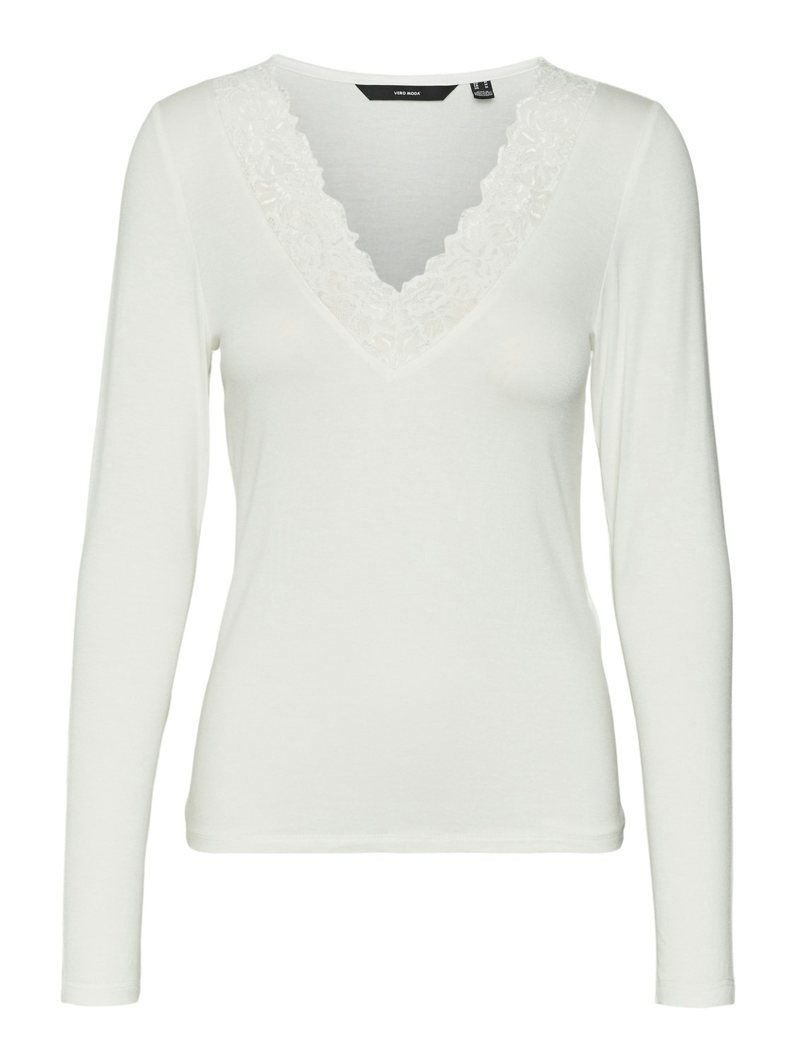 Vmrosa Ls V-neck Lace Top Ga Jrs Noos (Snow White)