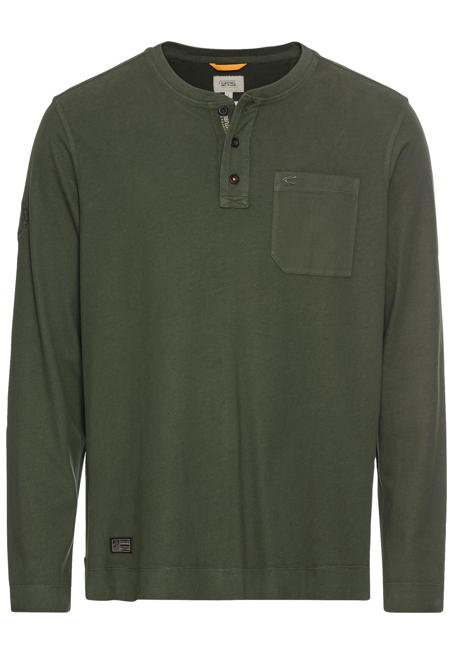 Langarm Henley aus Organic Cotton (Leaf Green)