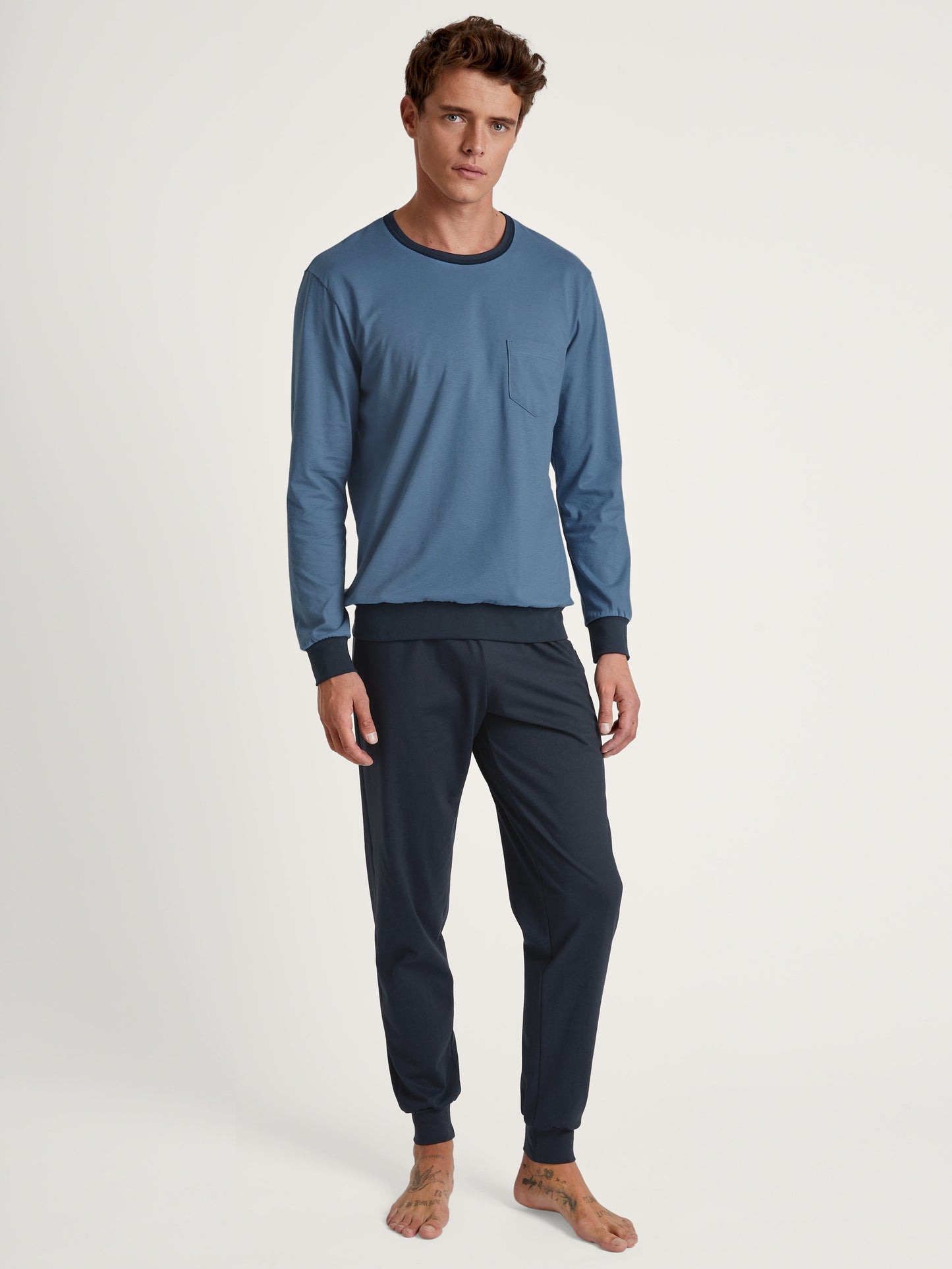 HERREN Pyjama mit Bündchen (Coronet Blue)