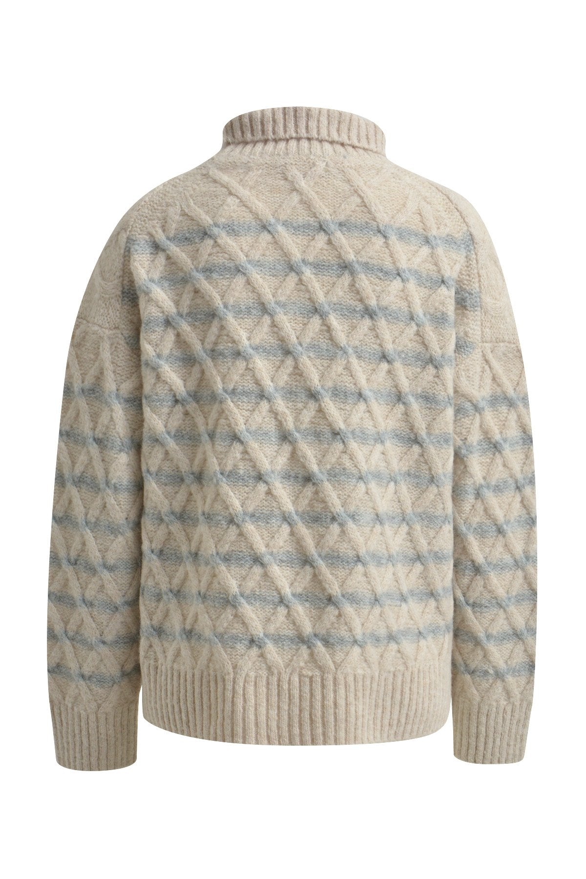 Striped Cable Pullover (Cream Print)