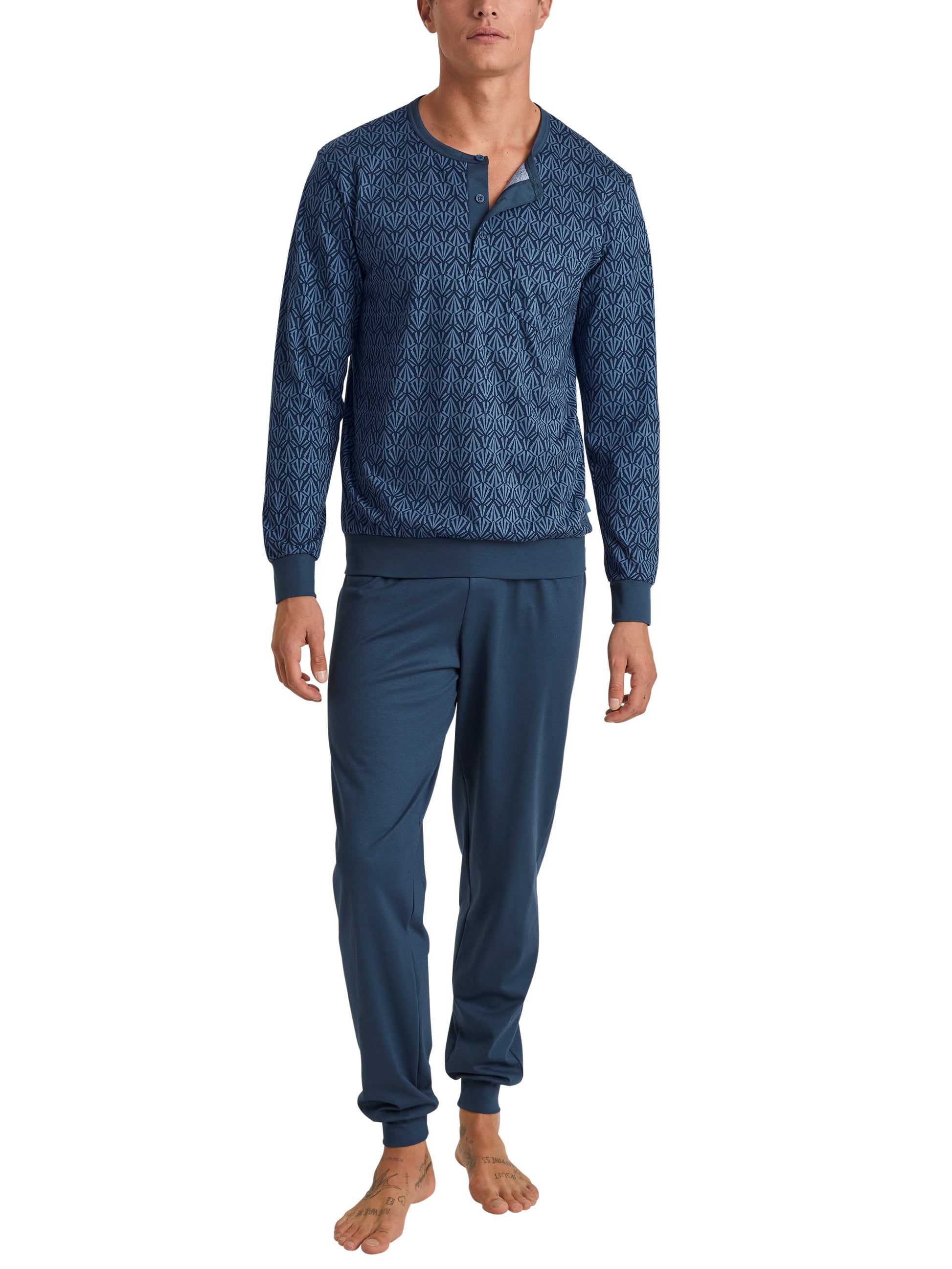 HERREN Pyjama mit Bündchen (Coronet Blue)