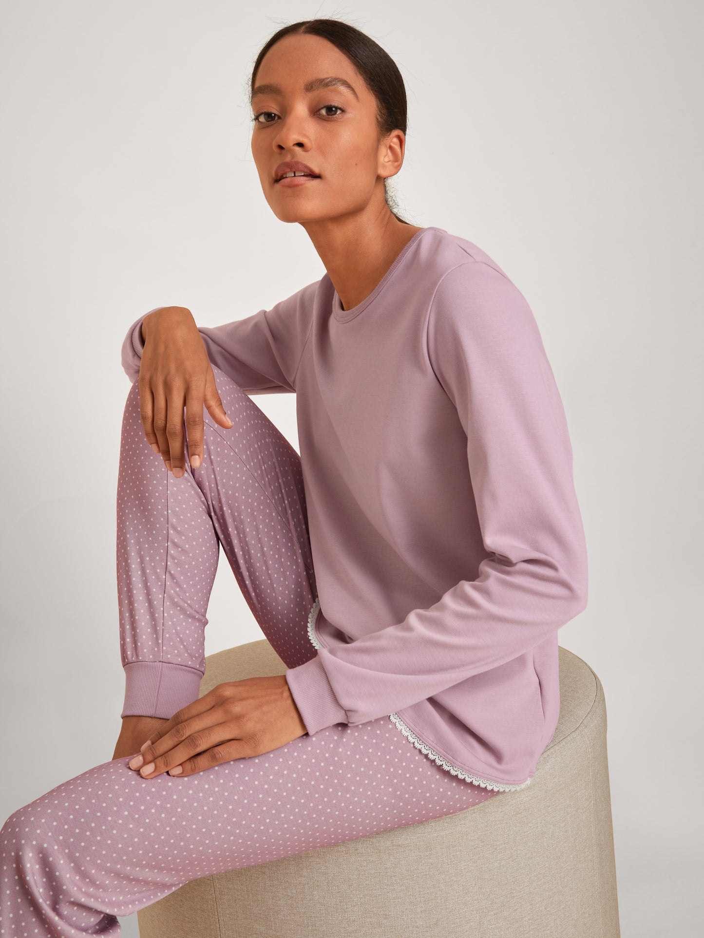 DAMEN Pyjama mit Bündchen